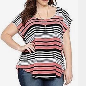 Stripped Print Chiffon Button Back